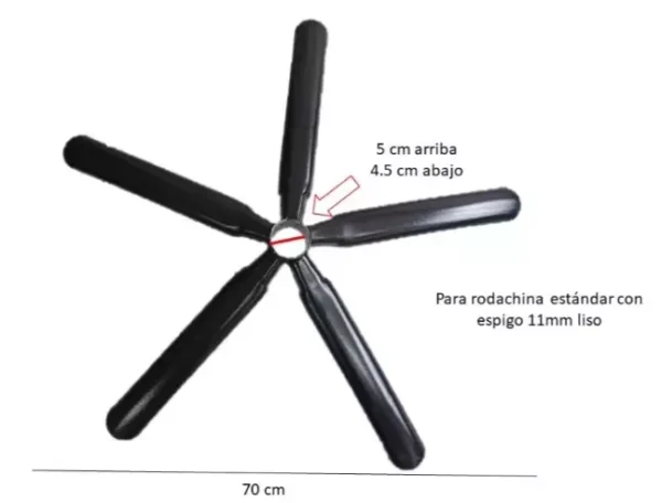 Base Araña Negra Metalica Silla Gamer-gerente 70 Cm 5 Aspas - Image 3