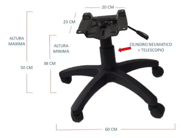 Estructura Silla Giratoria Ergonomica Neumatica De Oficina - Image 2